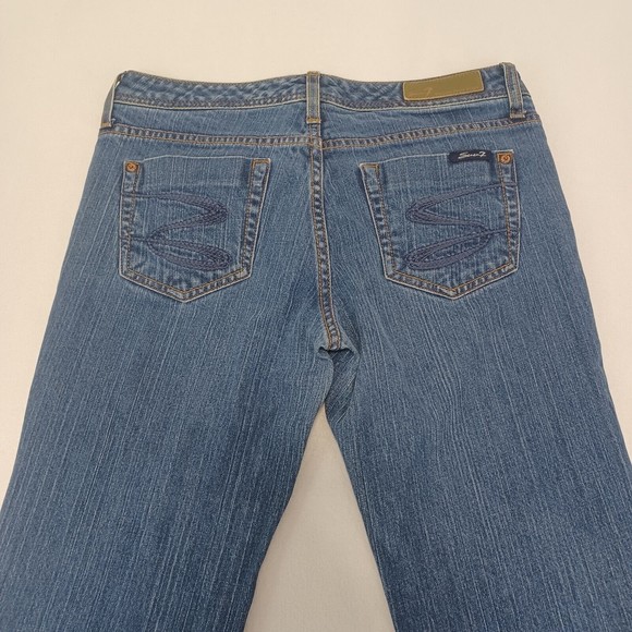 Seven 7  Flare Wide Leg Jeans Medium Wash Size 30 BELL - Picture 4 of 11